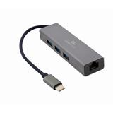 Gembird adaptér USB-C (M) na Gigabit LAN (F) + 3x USB 3.1 hub