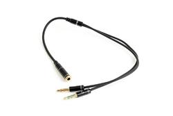Gembird audio adaptér 3.5 mm 4-pin (F) na 2 x 3.5 mm stereo jack (M), kovové, kabel 0.2m