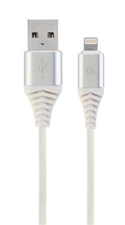 Gembird kábel nabíjací Lightning 8-pin (M) na USB 2.0 (M), prémiový, opletený, 1 m, biely