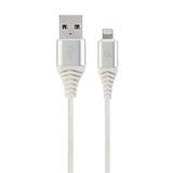 Gembird kábel nabíjací Lightning 8-pin (M) na USB 2.0 (M), prémiový, opletený, 1 m, biely