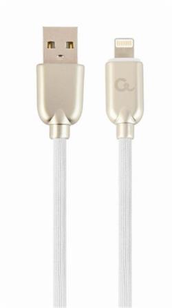 Gembird kabel nabíjecí Lightning 8-pin (M) na USB 2.0 (M), prémiový, opletený, 2 m, bílý