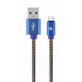 Gembird kabel nabíjecí USB-C (M) na USB 2.0 (M), opletený, 1m, džínovina