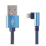 Gembird nabíjecí kabel Lightning 8-pin (M) 90° na USB 2.0 (M), opletený, 1 m, modrý