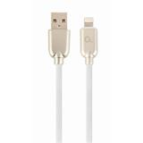 Gembird nabíjecí kabel Lightning 8-pin (M) na USB 2.0 (M), prémiový, gumovo - opletený, 1 m, bílý
