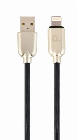 Gembird nabíjecí kabel Lightning 8-pin (M) na USB 2.0 (M), prémiový, gumovo - opletený, 2 m, černý