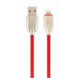 Gembird nabíjecí kabel Lightning 8-pin (M) na USB 2.0 (M), prémiový, gumovo - opletený, 2 m, červený