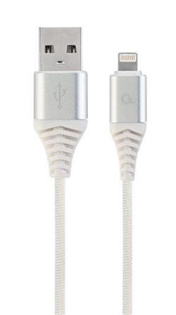 Gembird nabíjecí kabel Lightning 8-pin (M) na USB 2.0 (M), prémiový, opletený, 1 m, bílý