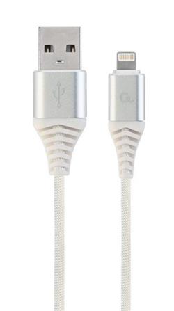 Gembird nabíjecí kabel Lightning 8-pin (M) na USB 2.0 (M), prémiový, opletený, 2 m, bílý