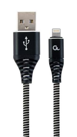 Gembird nabíjecí kabel Lightning 8-pin (M) na USB 2.0 (M), prémiový, opletený, 2 m, černý
