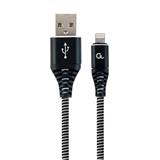 Gembird nabíjecí kabel Lightning 8-pin (M) na USB 2.0 (M), prémiový, opletený, 2 m, černý