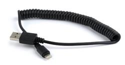 Gembird nabíjecí kabel Lightning 8-pin (M) na USB 2.0 (M), PVC kroucený, 1.5 m, černý