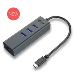 i-tec USB-C Metal 3-portovy HUB s Gigabit Ethernet adapterom