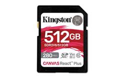 Kingston paměťová karta 512GB Canvas React Plus SDXC UHS-II 280R/150W U3 V60 for Full HD/4K