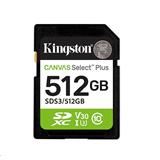Kingston paměťová karta 512GB Canvas Select Plus Gen 3 SDXC 150R U1 UHS-I C10 V10