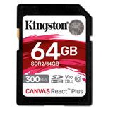 Kingston paměťová karta 64GB Canvas React Plus SDXC UHS-II 300R/260W U3 V90 for Full HD/4K/8K