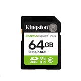 Kingston paměťová karta 64GB Canvas Select Plus Gen 3 SDXC 150R U1 UHS-I C10 V10