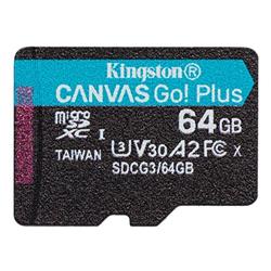 Kingston paměťová karta 64GB microSDXC Canvas Go Plus 170R A2 U3 V30 Single Pack w/o ADP