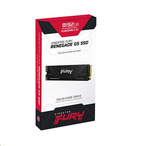 Kingston SSD 8192GB Fury Renegade G5 PCIe 5.0 NVMe M.2 (čtení/zápis: 14800/14000MB/s; 2,2M IOPS)