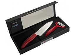 Kyocera Dárkový set, Sada na krájení a loupání N – červená – dárkové balení, Barevná dárková sada – červená (FK-140WH-RD