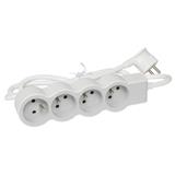 LEGRAND Revolution prodlužovací přívod 4x2P+T, kabel 3m, bílá-světlé šedá