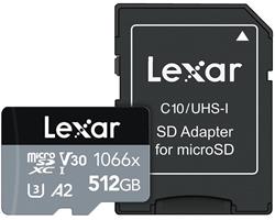 Lexar paměťová karta 512GB High-Performance 1066x microSDXC™ UHS-I, (čtení/zápis:160/120MB/s) C10 A2 V30 U3