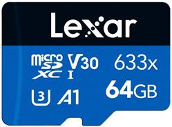 Lexar paměťová karta 64GB High-Performance 633x microSDXC™ UHS-I, (čtení/zápis:100/45MB/s) C10 A1 V30 U3