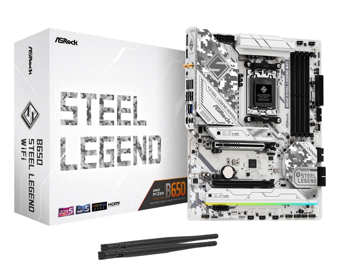 MB Asrock B650 STEEL LEGEND WIFI /AM5/4xDDR5/M.2/W6E+BT5.2/HDMI/DP/ATX/White