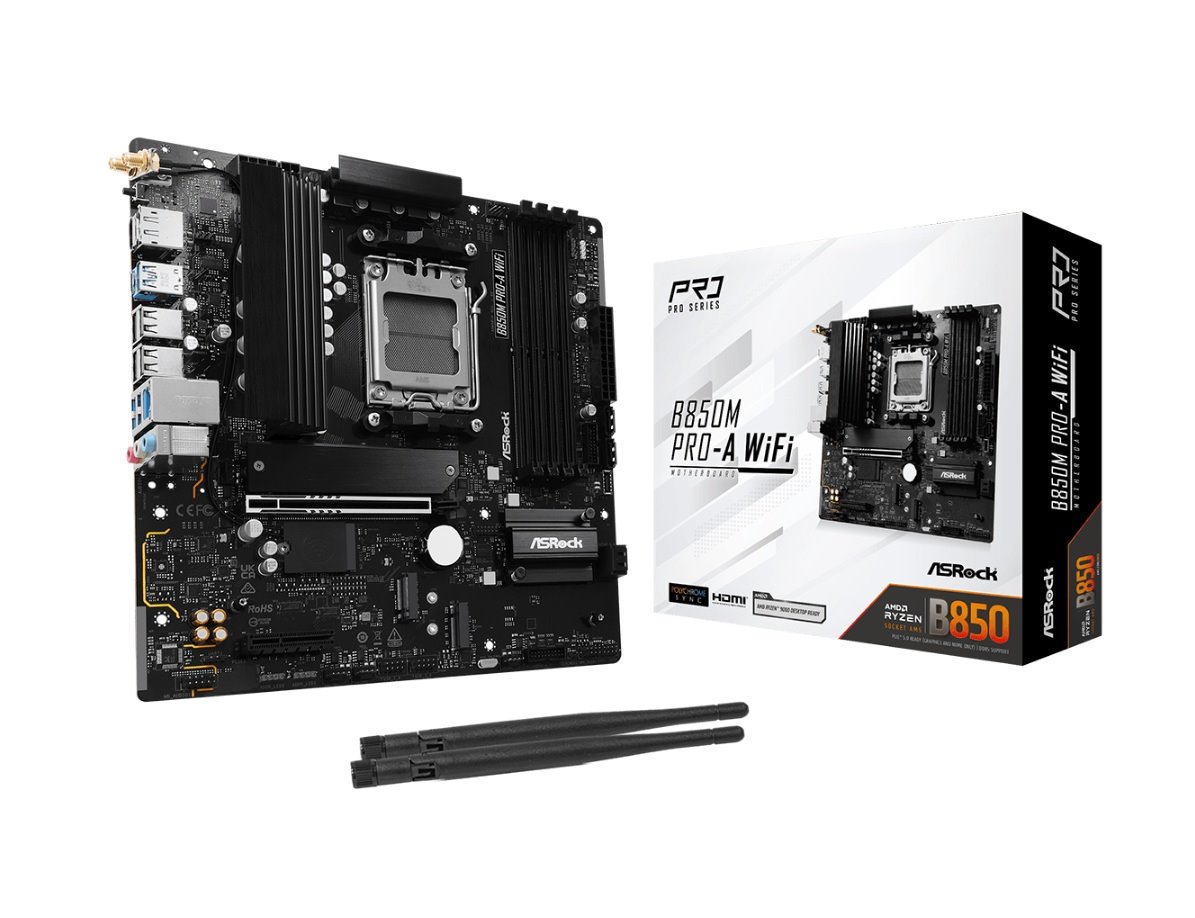 MB Asrock B850M PRO-A WIFI /AM5/4xDDR5/M.2/W6E+BT5.2/HDMI/DP/mATX