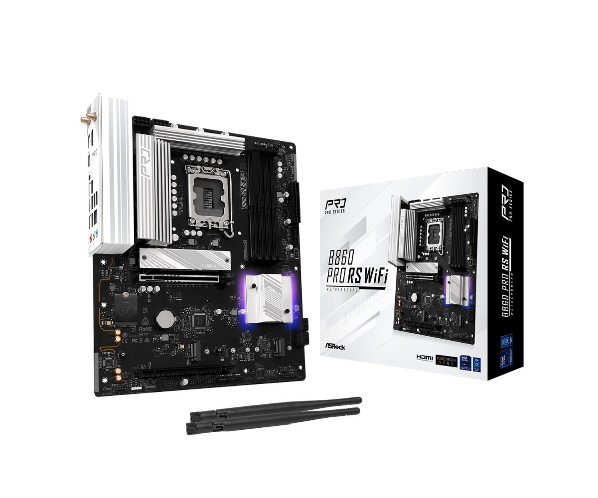 MB Asrock B860 PRO RS WIFI /LGA1851/4xDDR5/M.2/W6E+BT5.3/HDMI/DP/ATX