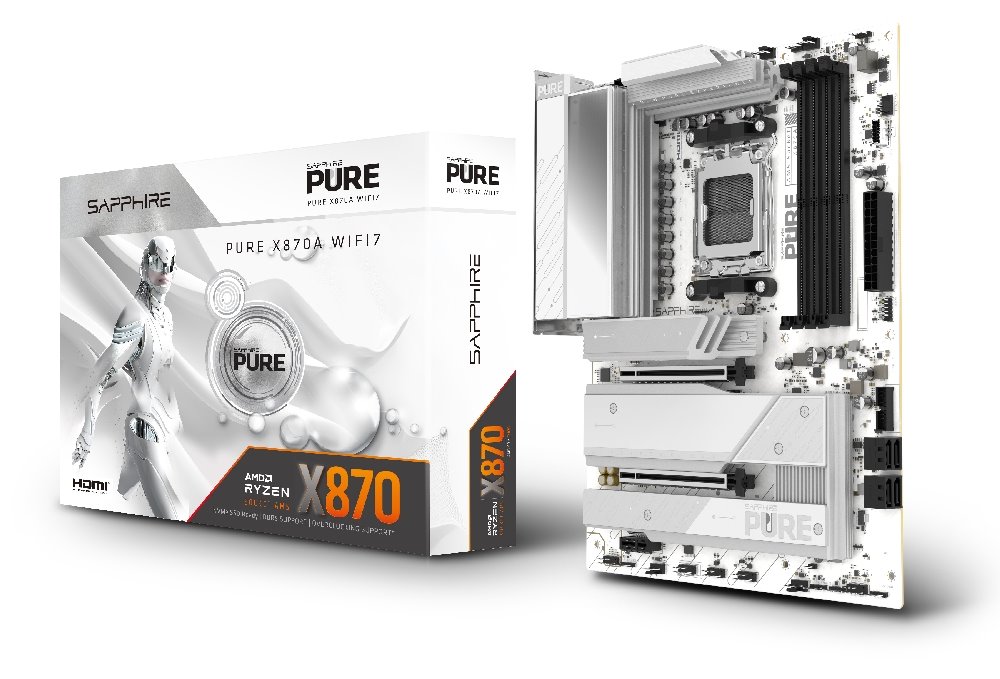 MB SAPPHIRE PURE X870A WIFI7 X870, AM5, 4xDDR5 DIMM, 3xM.2 G4/5, 4xSATA, 1x5Gb LAN, 3xPCIe