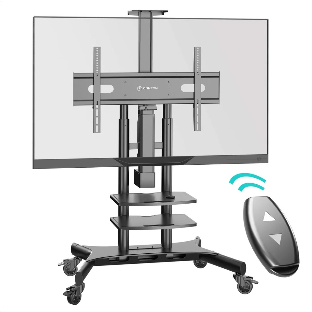 ONKRON motorizovaný stojan na kolečkách pro 50"-86" displeje, až do 90kg, černý