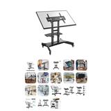 ONKRON Tilting Mobile TV Stand for 50'' – 83 Inch LCD LED OLED TV Screens & Touch Panels Rolling TV Cart on Wheels