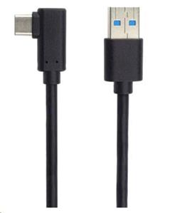 PremiumCord Kabel USB typ C/M zahnutý konektor 90° - USB 3.0 A/M, 50cm