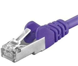 PremiumCord Patch kabel Cat6a S-FTP, AWG 26/7, délka 0.5m, fialová