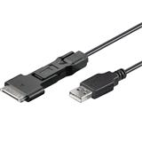 PremiumCord USB 2.0 propojovací kabel 3v1 s konektorem USB mini/micro/Apple 1m
