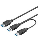 PremiumCord USB 3.0 napájecí Y kabel A/Male + A/Male -- A/Female