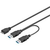 PremiumCord USB 3.0 napájecí Y kabel A/Male + A/Male -- Micro B/Mmale