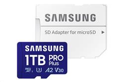 Samsung paměťová karta 1TB PRO Plus micro SDXC CL10 U3 (č/z: až 180/až 130MB/s) + SD adaptér