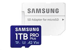 Samsung paměťová karta 1TBGB PRO Plus micro SDXC CL10 U3 (č/z: až 180/až 130MB/s) + USB adaptér