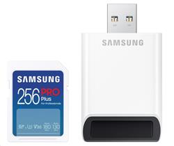 Samsung paměťová karta 256GB PRO Plus micro SDXC CL10 U3 (č/z: až 180/až 130MB/s) + USB adaptér