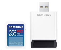 Samsung paměťová karta 256GB PRO Plus SDXC CL10 U3 V30 (č/z: až 180/až 130MB/s) + USB adaptér