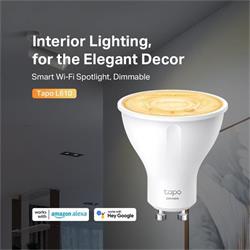 Smart Wi-Fi Spotlight, Dimmable SPEC: 2.4 GHz, IEEE 802.11b/g/n, GU10 Base, 220–240 V, 50/60 Hz, 350 lm, 2.9 W, 2,700 K,