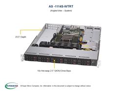 SUPERMICRO A+ Server 1U 1x SP3, 8x DDR4, 10x 2,5" (2xNVMe opt.), 2x500W(plat), 2x10GbE, IPMI