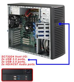 SUPERMICRO Mid-Tower 4x SATA FIX (3,5"), Drive bay (2x 5,25", 1x 3,5"), 2x USB 3.0, 2x USB 2.0, 500W