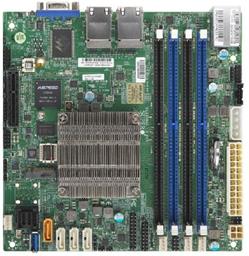 SUPERMICRO mini-ITX MB Atom C3558 (4-core), 4x DDR4 ECC DIMM, 8xSATA, 1x PCI-E 3.0 x4, 4x 1GbE LAN, IPMI, bulk