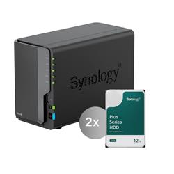 Synology DiskStation DS224+, 2-bay NAS, včetně 2ks HDD 12TB (HAT3300-12T), CPU J4125, RAM 2GB, 2x GLAN