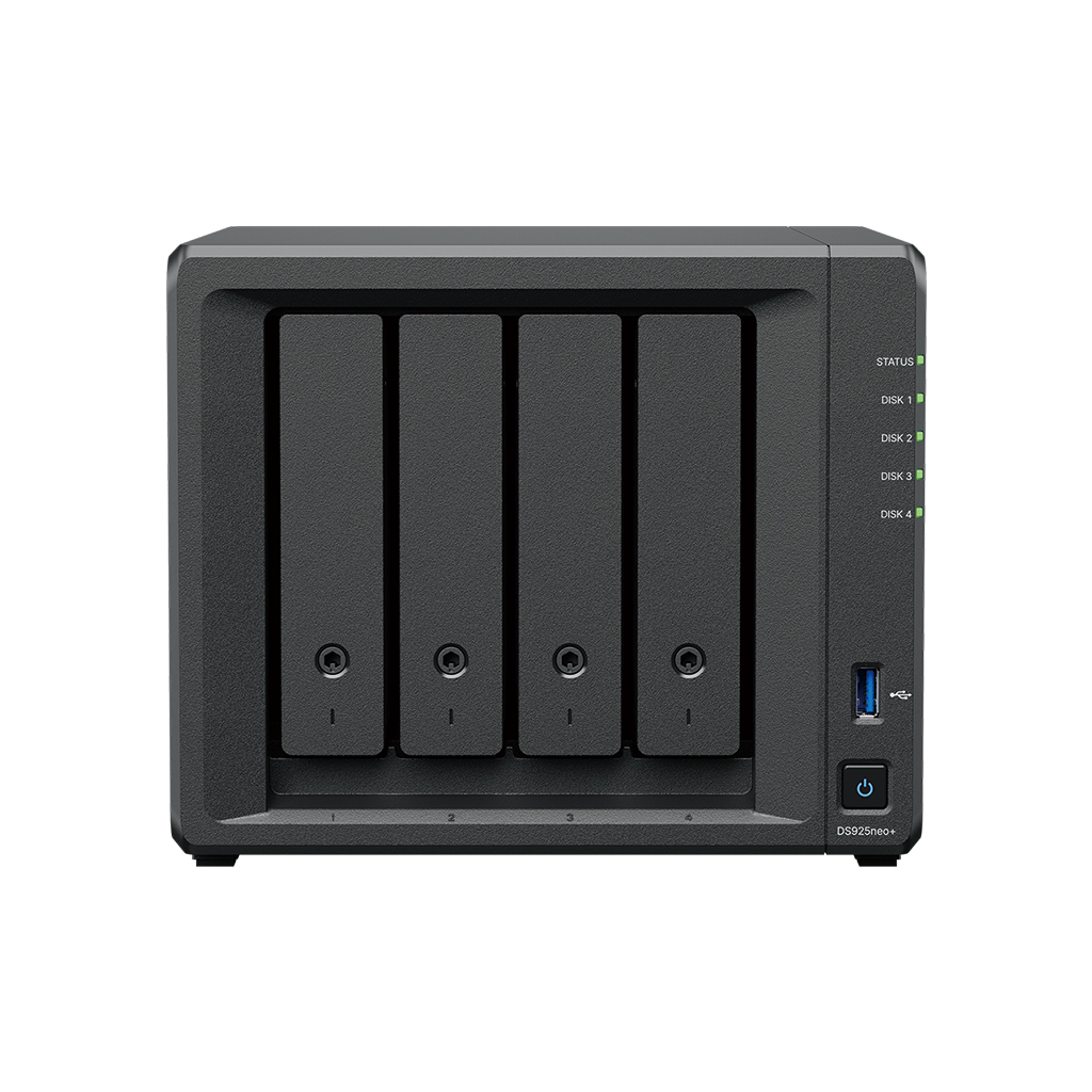 Synology DiskStation DS925neo+, 4-bay NAS, včetně 2ks HDD 6TB (HAT33xx-6T), CPU V1500B, RAM 4GB non ECC, LAN 2x 2.5Gb
