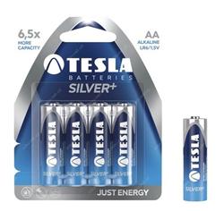Tesla alkaline Silver+ baterie AA LR6, 4pcs/pack