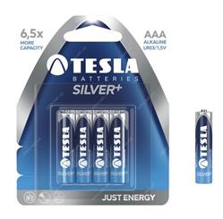 Tesla alkaline Silver+ baterie AAA LR3, 4pcs/pack