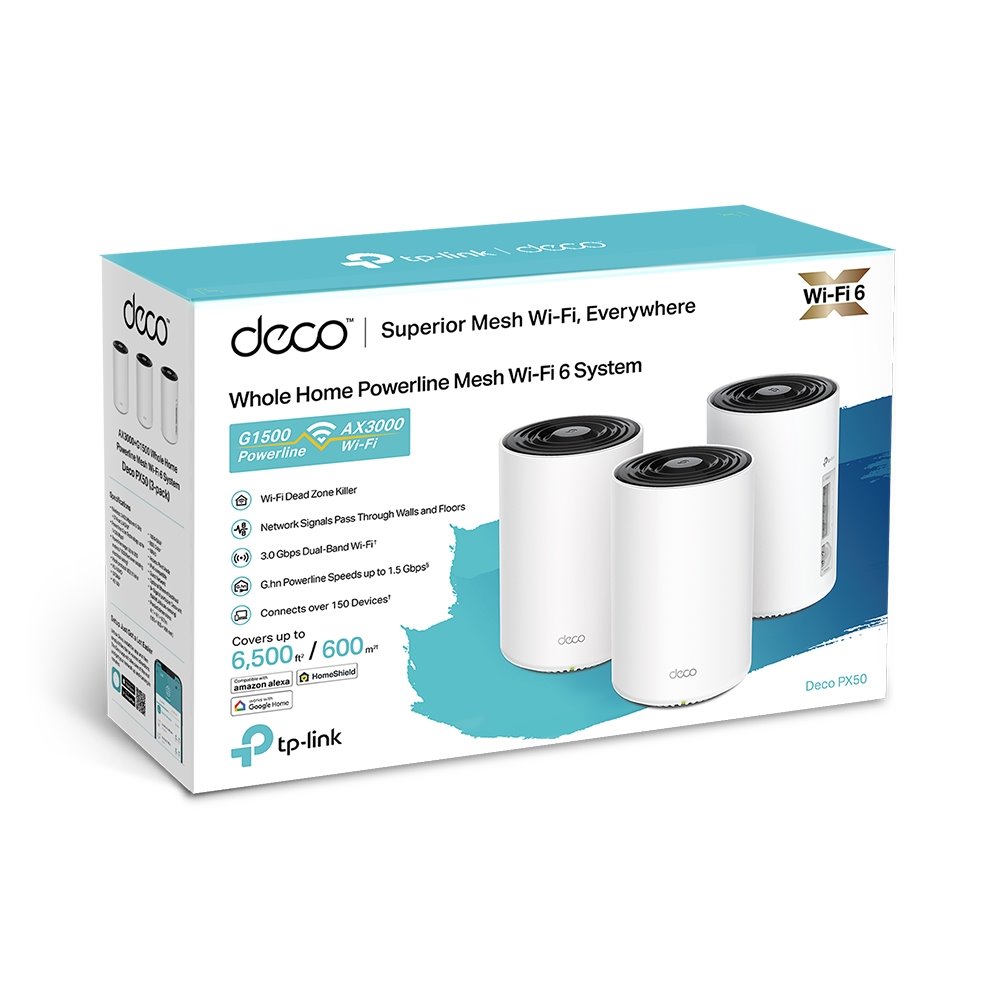 TP-Link Deco PX50, Meshový Wi-Fi 6 systém s powerline, 3 pack